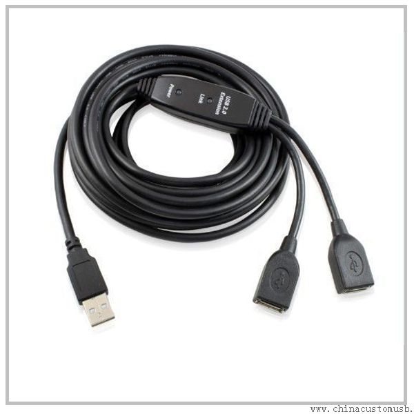 2 ports USB2.0 Active Extension Cable 5M