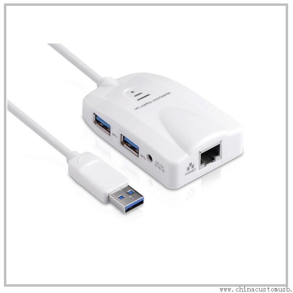 3 Hub multi-fonction de port USB 3.0 avec 1 adaptateur de réseau filaire RJ45 Gigabit Ethernet Lan