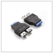 2 ports USB 3.0 A Female to Motherboard 20Pin Adapter images