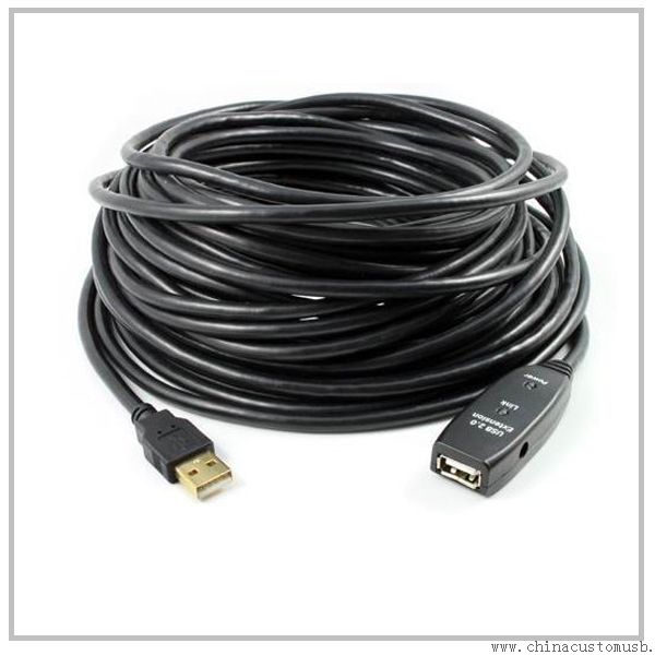 USB 2.0 aktív hosszabbító kábel 15m-DC-csatlakozóval