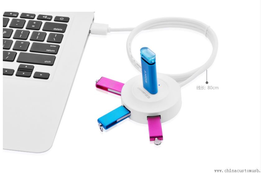 USB 2.0 OTG hvid Hub 4 porte