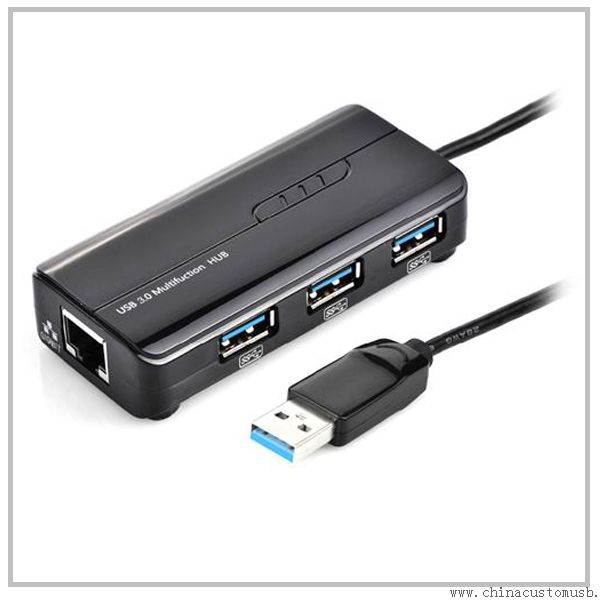 USB 3.0 Hub 3-porttia 10/100Mbps Ethernet-verkkoliitäntä