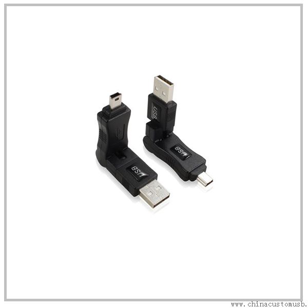 USB A macho a Mini 5 pines adaptador de 360 grados