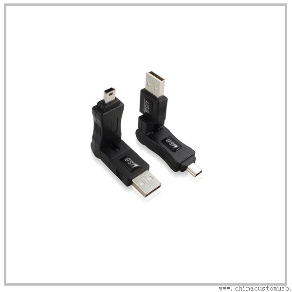 Macho USB A para Mini 5pin adaptador de 360 graus