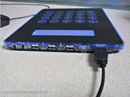 Ποντίκι Pad Αριθμομηχανή με 4 Θύρες USB HUB Μπλε LED Φως
