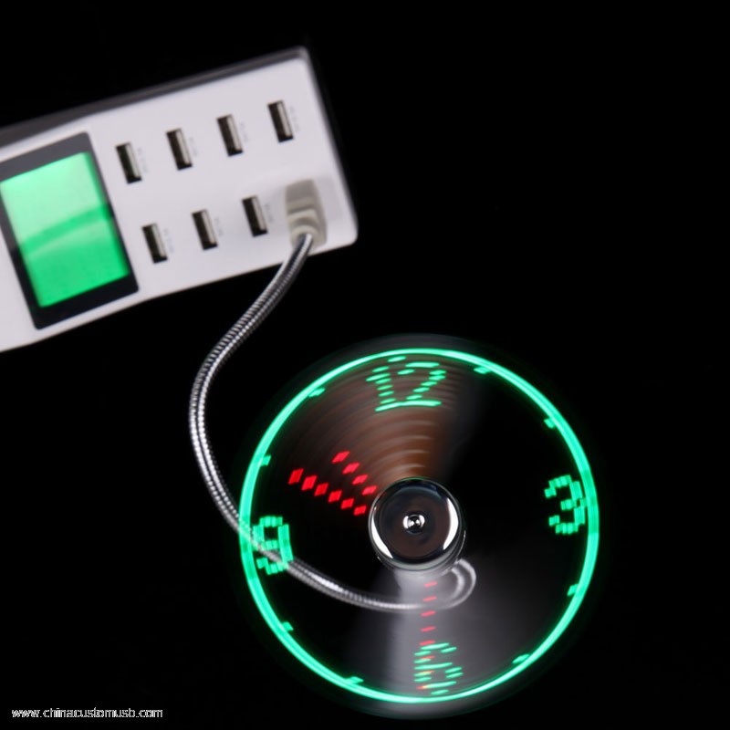 USB Adjustable Gadget Mini LED Cahaya USB Fan Clock 3