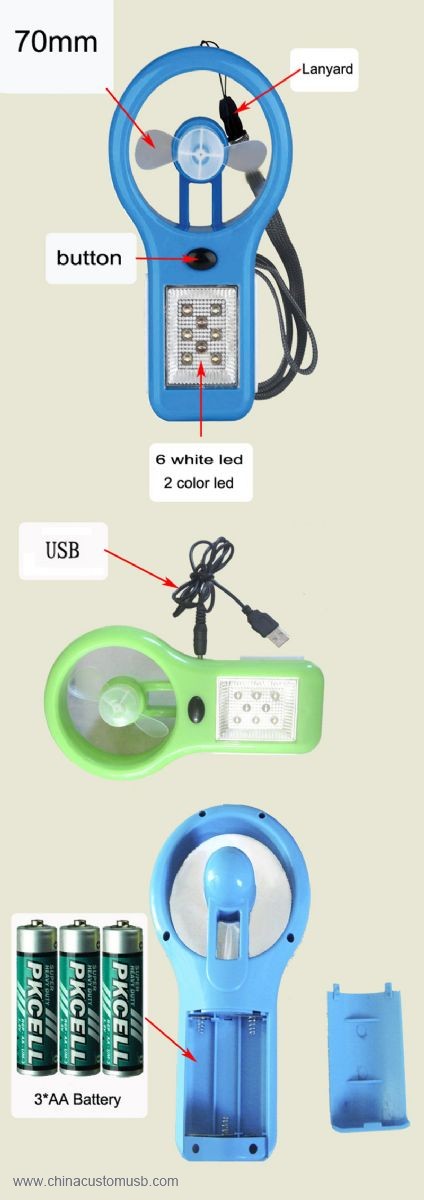 Rechargable fan with led light 2