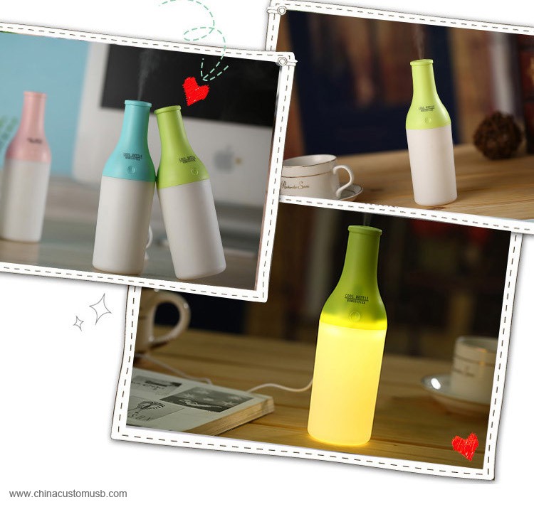 Mini USB Air Spray Botol Humidifier dengan Lampu LED lampu Kelembaban pengisian 3