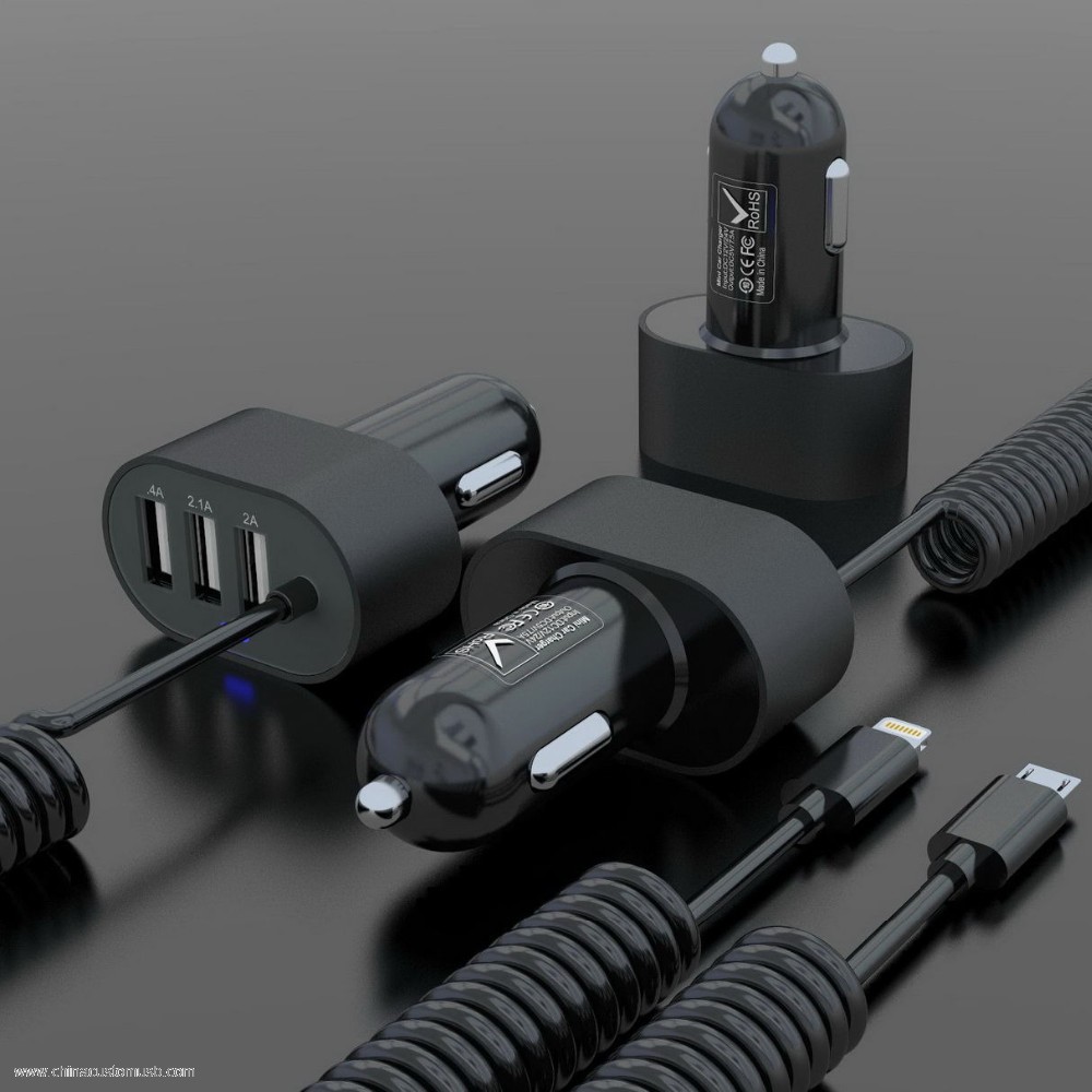Metalliska snabb laddning 4.2a bil usb-laddare 2