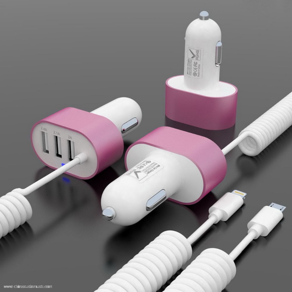 Metalliska snabb laddning 4.2a bil usb-laddare 3