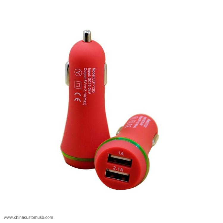  2.1a usb-laddare med led ljus daul bil laddare 2