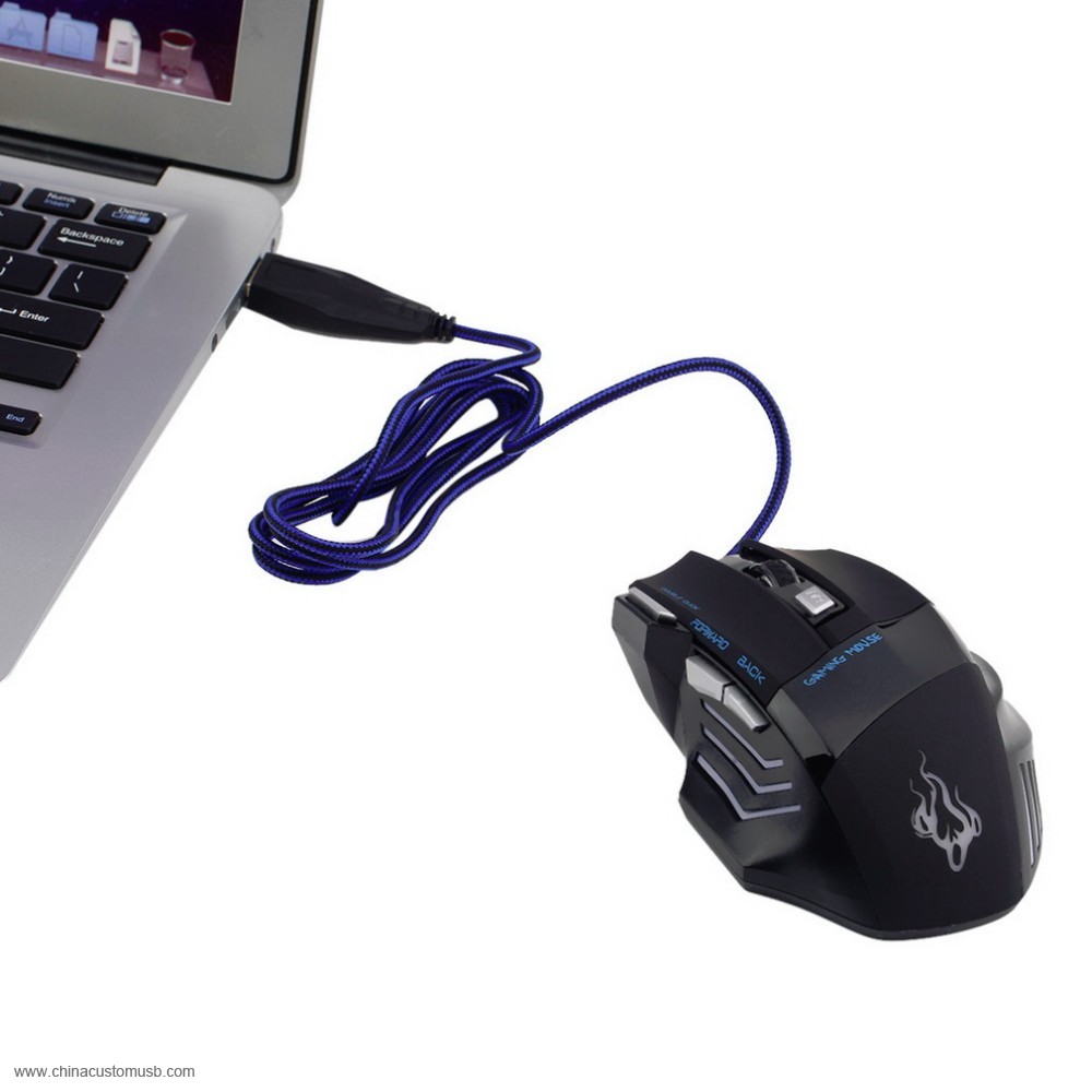 5500 DPI 7 Botón LED Óptico USB con Cable Gaming Mouse Ratones 3