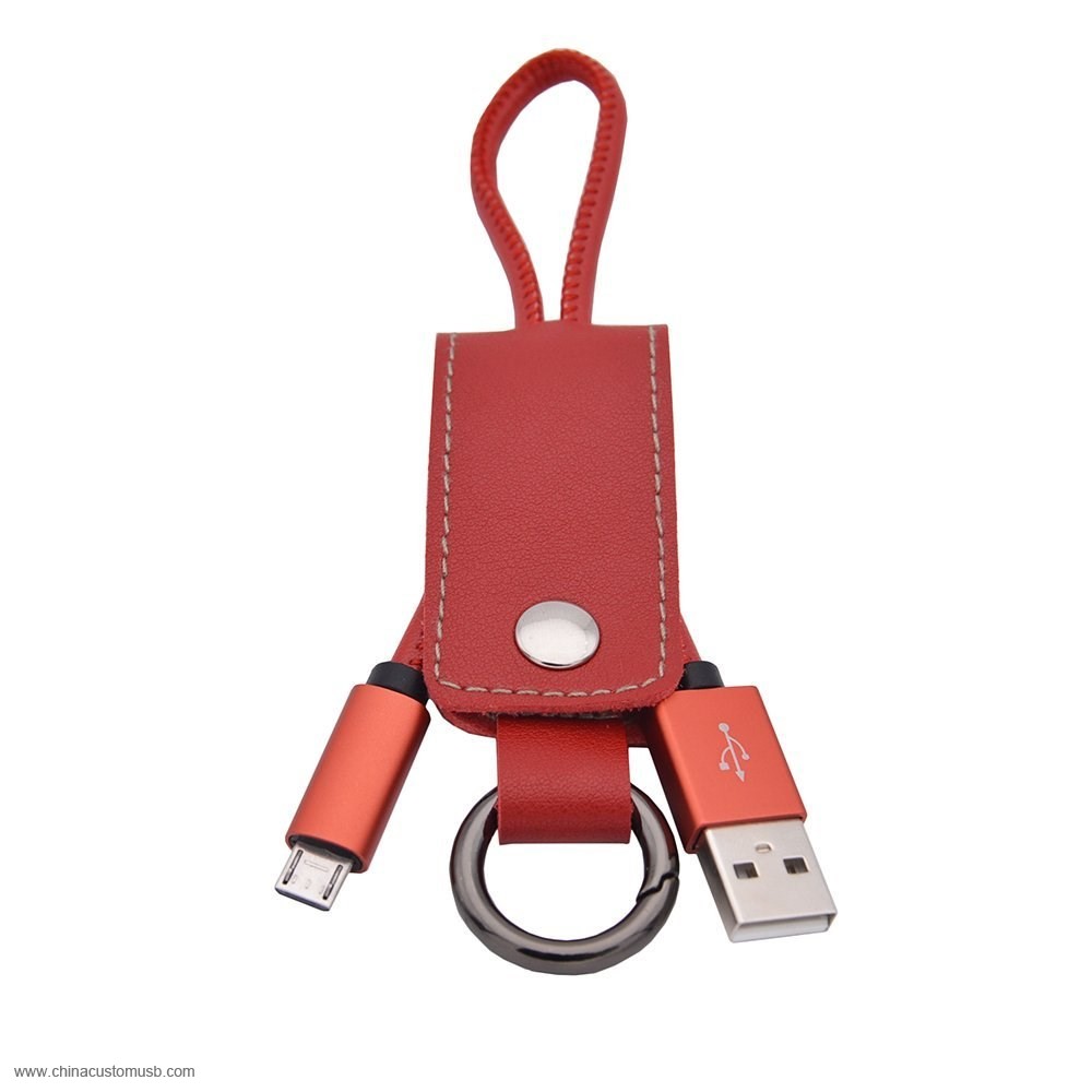 Mini Multi leather Key chain nylon braided USB Cable for iphone 2