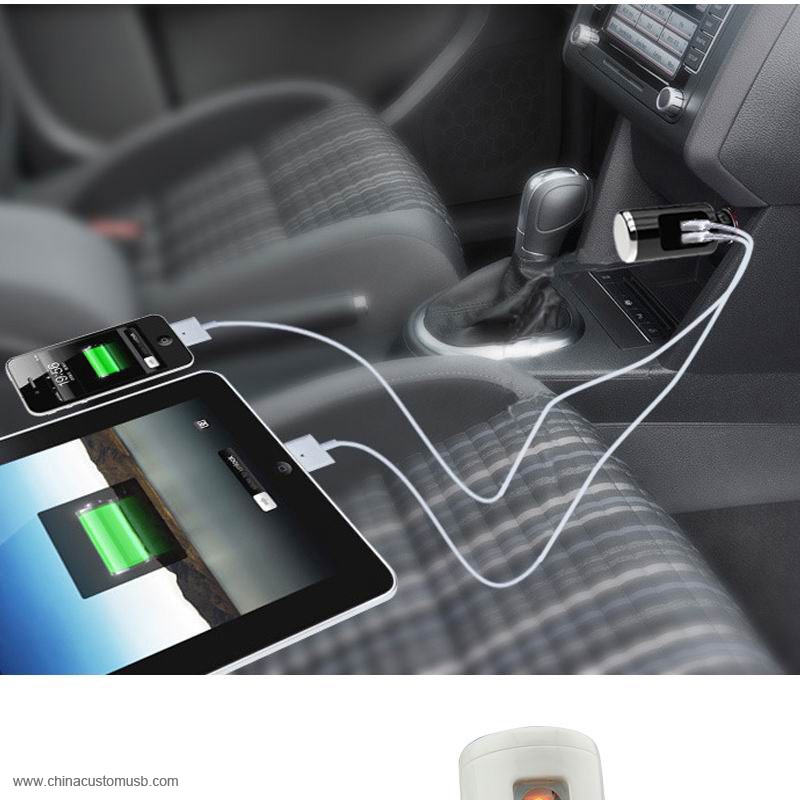 Car charger with 2 USB and Lighter for promotion 2
