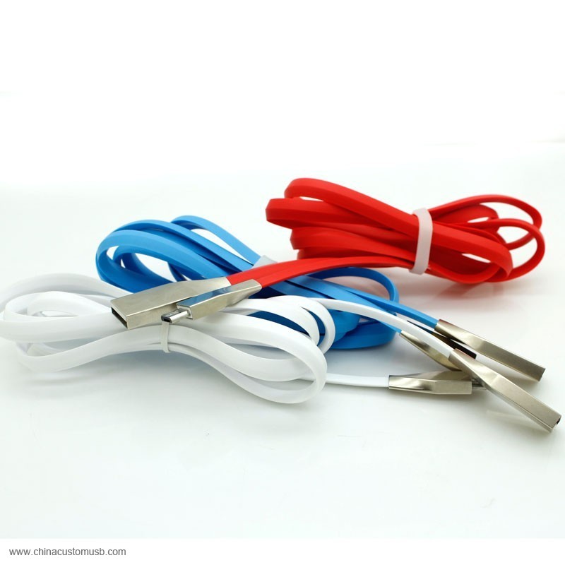 Snabbladdning Micro USB Kabel Zink Legering 2.1a Nudel TPE Micro USB Sync Laddare Datakabel 3