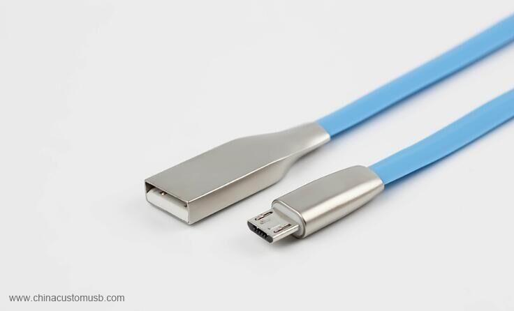 Fast Charge Micro USB Cable Zinc Alloy 2.1A Noodle TPE Micro USB Data Sync Charger Cable 4