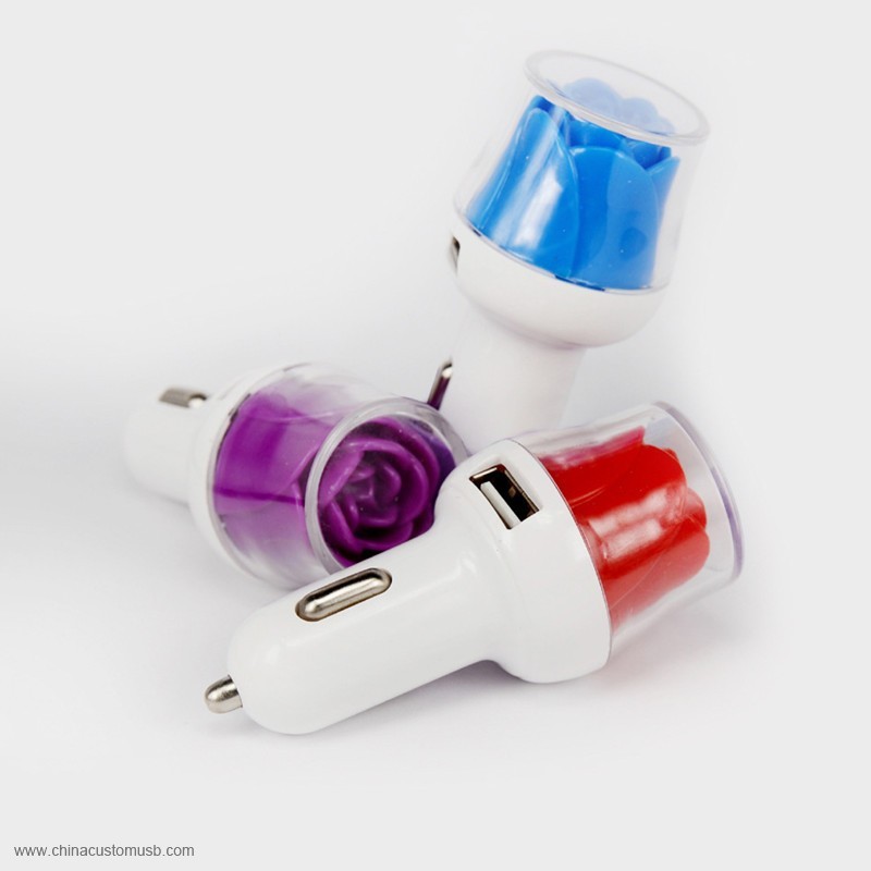 Fashion Colorful Rose USB Car Charger 2.1A For promotion 6