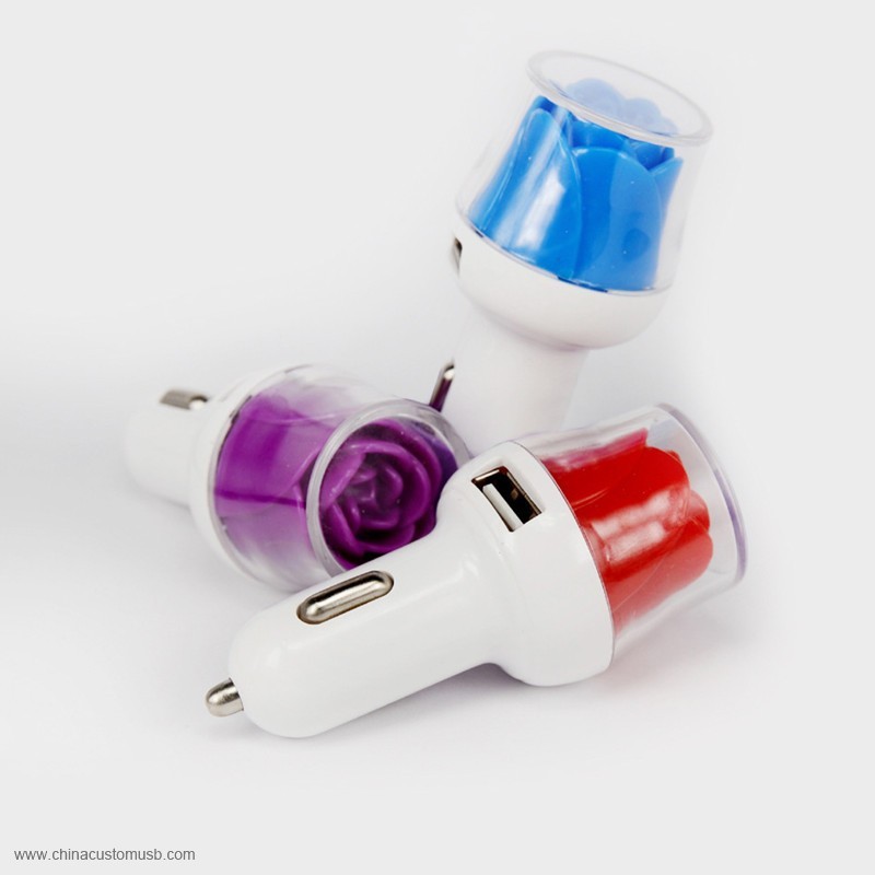 Moda Colorful Rose USB Car Charger 2.1 a Per promozione 6