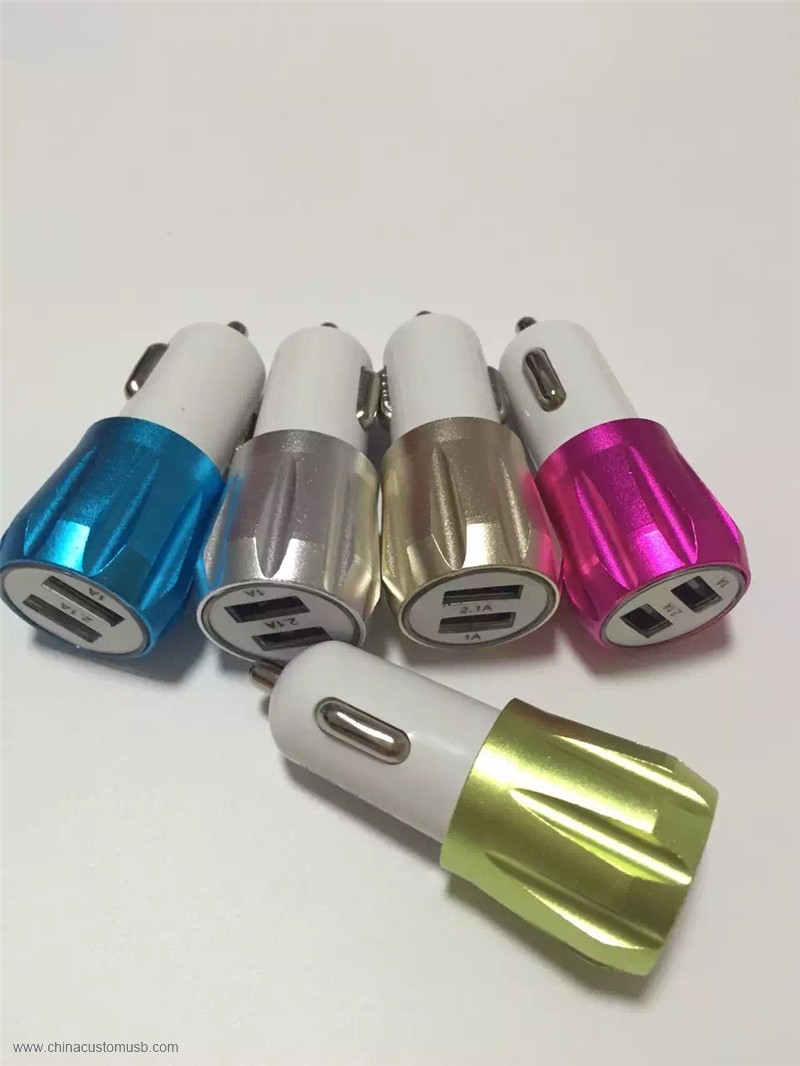 Metal Dual-Port High-Speed 2.1a USB Bil Laddare Auto Adapter 4