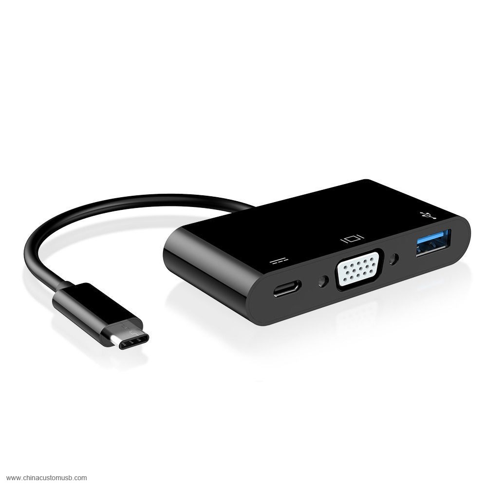 Type C til vga-USB3.0 Type C 3-i-1 Adapter Konverter 2