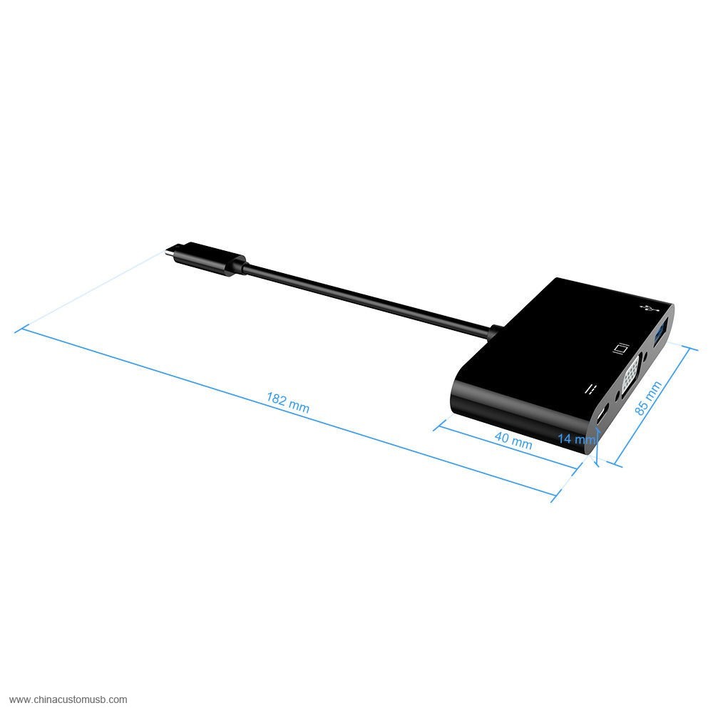  Tipo C a USB3.0 VGA Tipo C 3-IN-1 Adaptador Conversor de 2