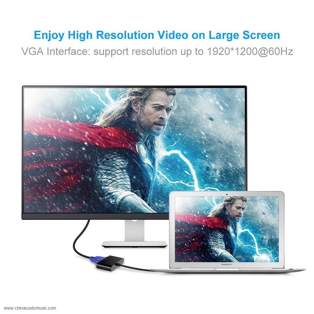  Tipo C para VGA usb 3.0 Tipo C 3-IN-1 Adaptador Conversor 7