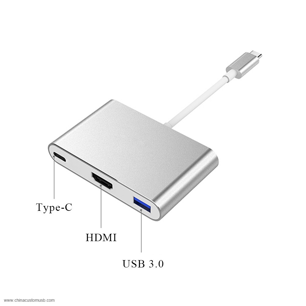 USB-C USB 3.1 Tipe C HDMIDigital AV & USB OTG & USB-C Female Charger Adapter 4
