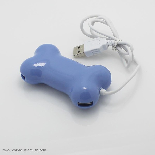 Plastica blu 4 Port USB Hub alta qualità USB Forma osso 2