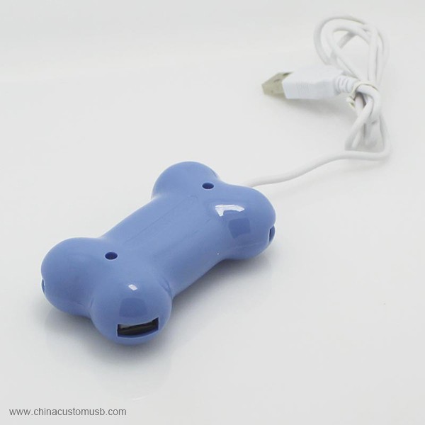 Plastik blå 4-Port USB Hub høj kvalitet usb-knogle-Form 4