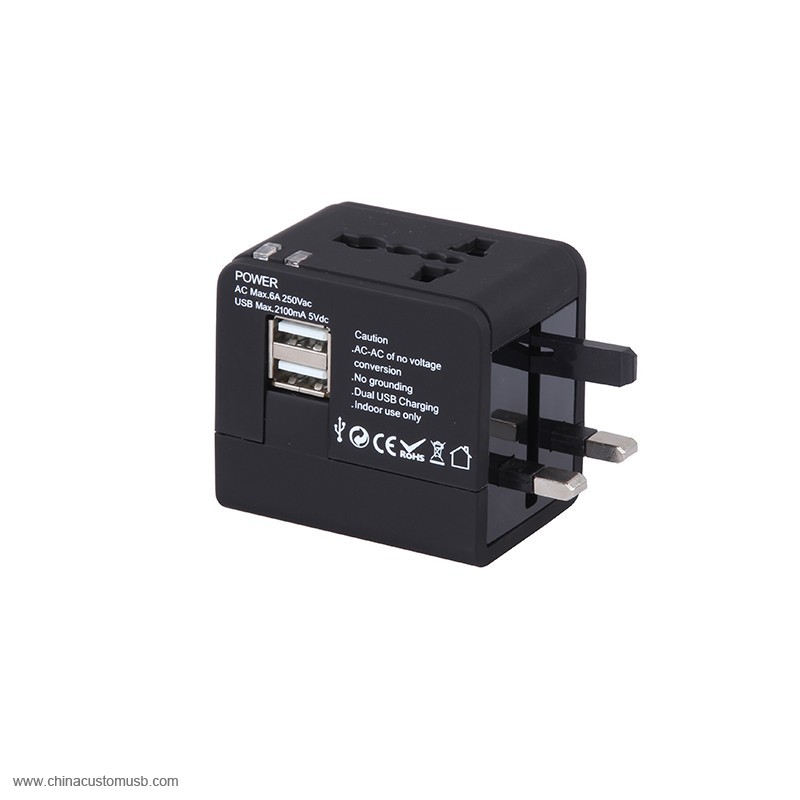 Universal Travel Adapter z 2 Gniazda USB 3