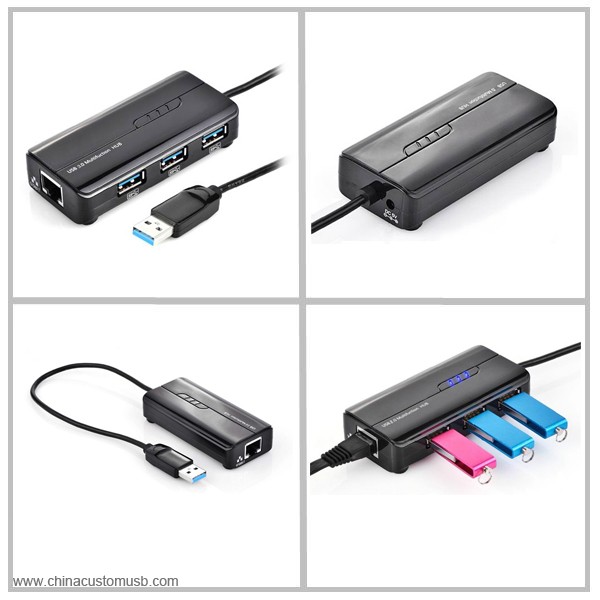 3.0 Hub 3 Portas USB com Rede Ethernet de 10/100Mbps 2