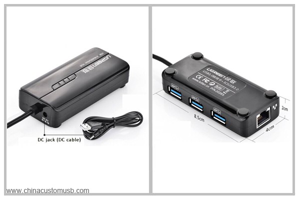 USB 3.0 Hub 3 Porte con Rete Ethernet 10/100Mbps 3