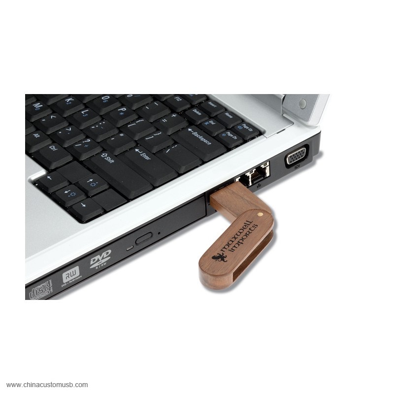 giratorio de Madera o de Bambú USB Flash Drive 2