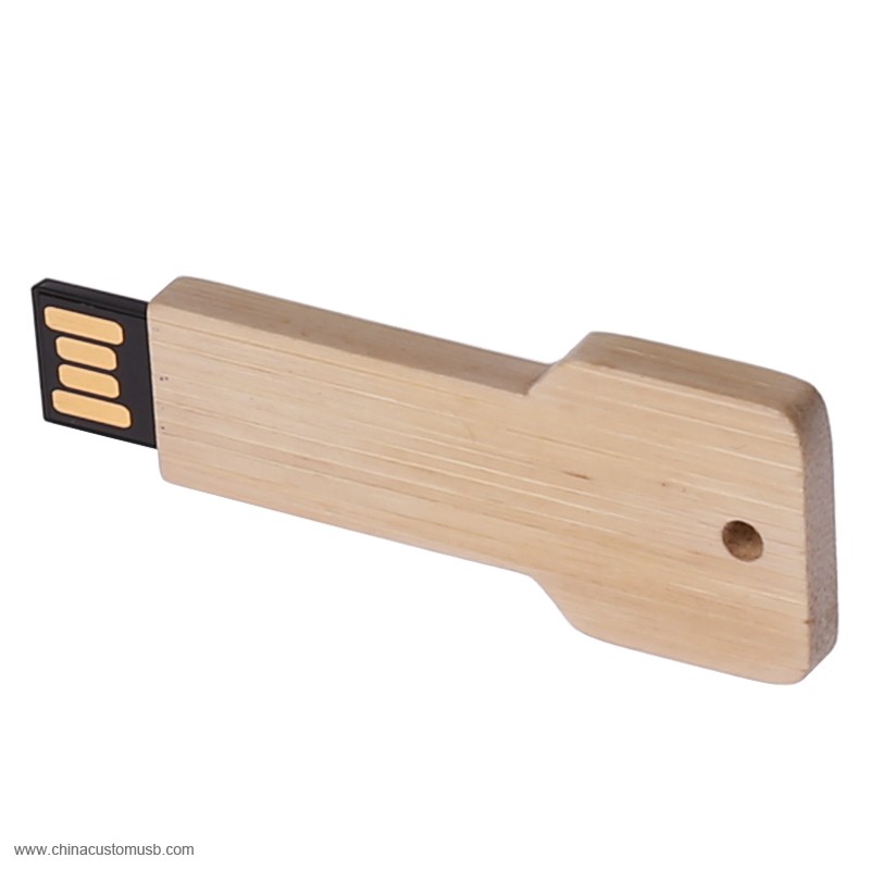 Kulcs Alakú Fa USB Flash Drive Kibír a Silkscreen / Lézer Gravírozás Logó