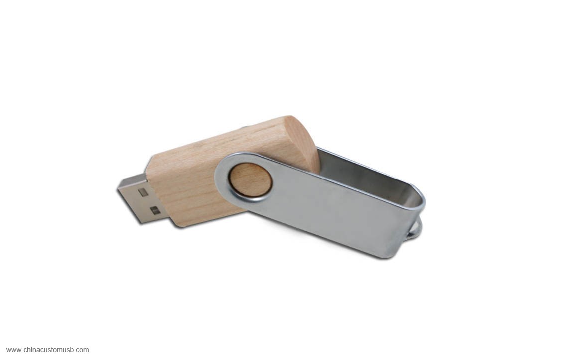 Wooden and metal Swivel USB Disk 2