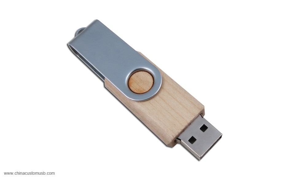 Dřevěné a kovové Otočné USB Disk 3