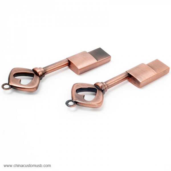 Heart-shaped Key Ring USB Flash Drive Golden 2