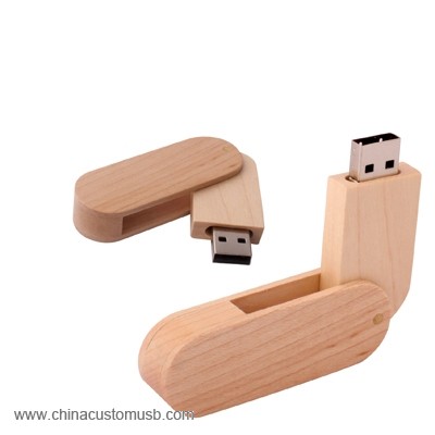vridbar Trä eller Bambu USB Blixt Driva 5