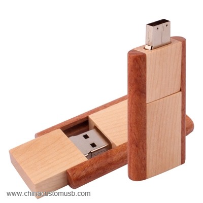 خشبية دوارة USB فلاش القرص 4