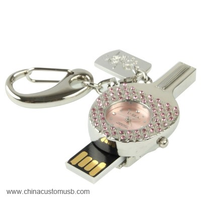 3 in 1 Table Tennis Bat Keychain Shaped Diamond Jewelry Watch Style 16GB USB Flash Disk 4