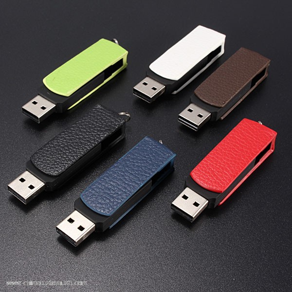 Läder Swivel USB Flash Disk 7