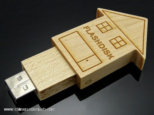 Wooden House shape USB Disk 3