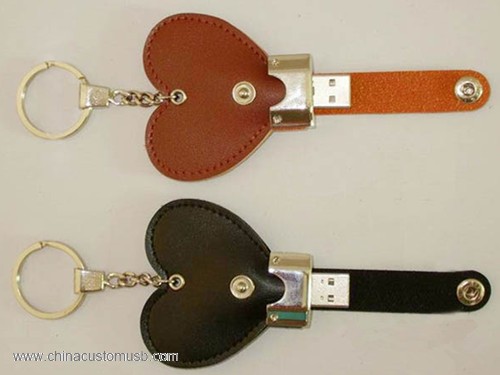 Leather heart shape USB Flash Drive 3