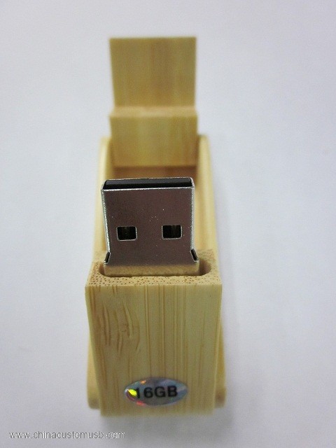 De Madeira Girar USB Flash Drive 4